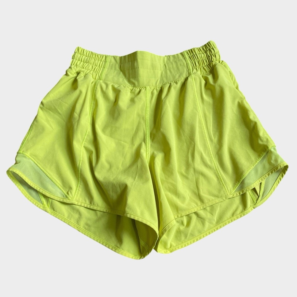 Lululemon Shorts Size 4 Neon Yellow Inseam 4" Elastic Waist Running Athletic
